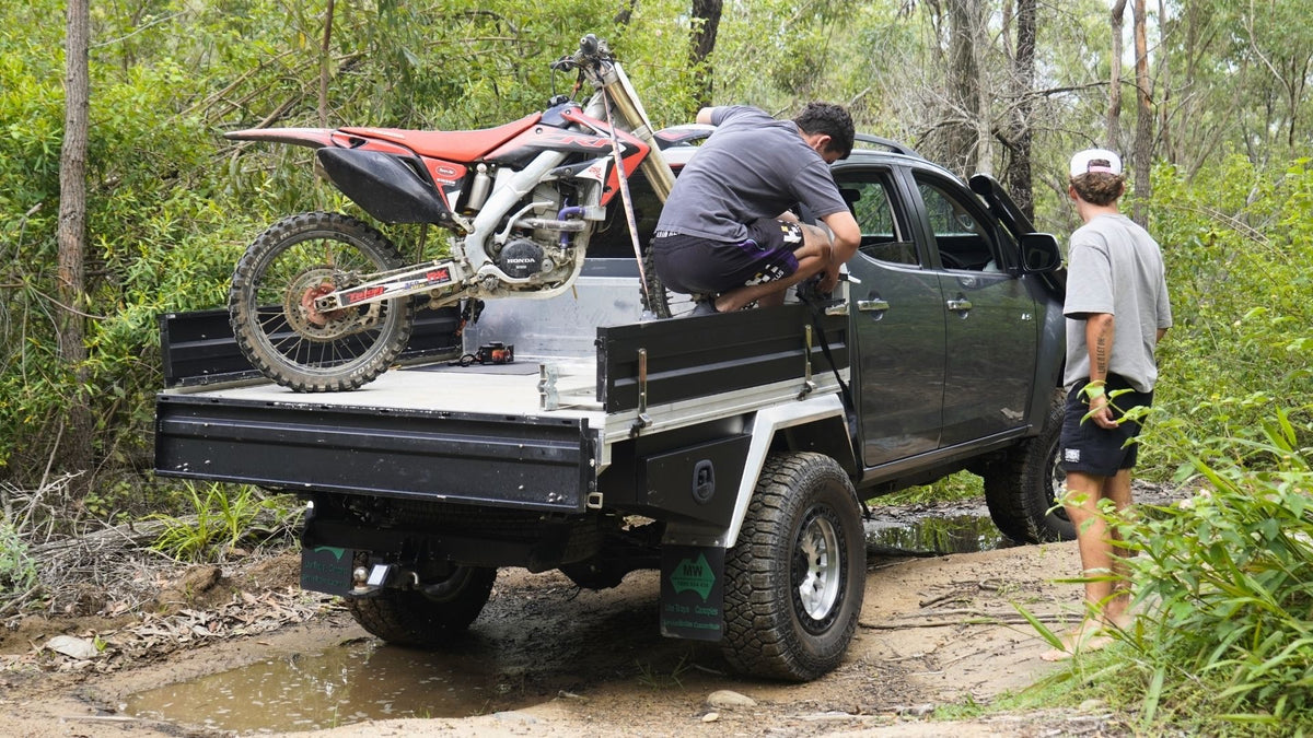 Covered load on a ute tray strapped down with a Strap Onz strap